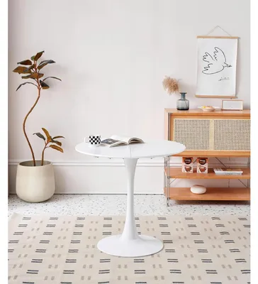 Produktbild von Runder Esstisch 80x75 cm Weiß Freizeittisch für Küche Esszimmer Büro