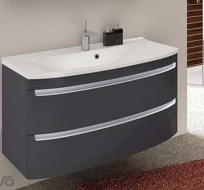 Produktbild von Badmöbel Set "DYNAMIC PLUS 90 CM" LED GRAU MATT GRIFLOS  Waschbeckenunterschrank Waschbecken