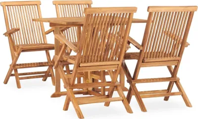 Produktbild von 5-tlg. Garten-Essgruppe Klappbar Massivholz Teak