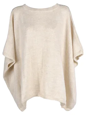 Produktbild von styleBREAKER Damen Feinstrick Poncho aus italienischer Herstellung mit Oversize Schnitt | Kurzarm Cape mit weitem Rundhals und softem Material | pflegeleicht & vielseitig