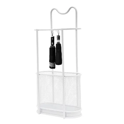 Image de Porte-parapluies en métal avec gouttières Porte-parapluies autonome blanc pour entrée balcon bureau