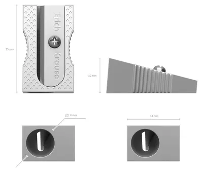 Produktbild von ErichKrause Bleistiftspitzer Metall silber 8mm Lochdurchmesser vernickelter Kohlenstoffstahl 2,5x1,4x1cm