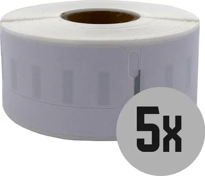 Produktbild von DULA Etiketten - Kompatibel mit Dymo Compatible labels - Weiß - 11355 - S0722550 - Multifunctionele etiketten - 5 rollen - 19 x 51 mm - 500 labels per rol