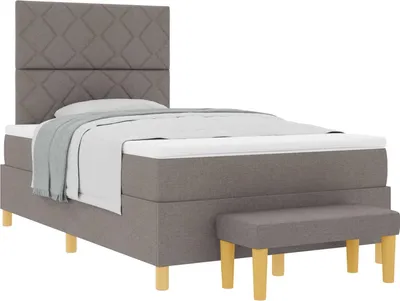Immagine prodotto di Letto boxspring con testiera vidaXL, color taupe, 190 x 120 cm, tessuto