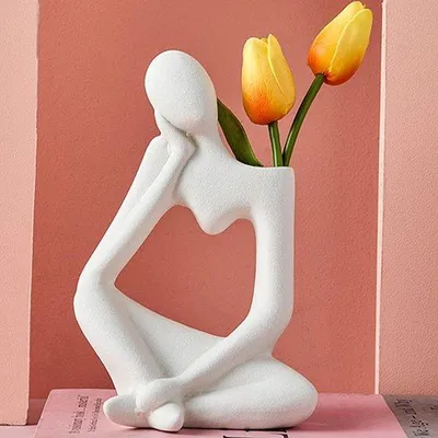 Immagine prodotto di Vaso decorativo moderno in Vetroceramica bianca, 19 cm, per il soggiorno