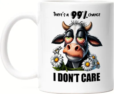 Produktbild von There's a 99% chance I don't care Genervte Kuh Tasse Weiß - Geschenk für Freunde