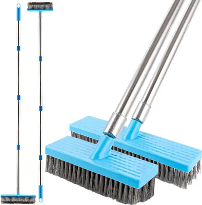 Produktbild von Drahtbesen mit Stiel - 2 Stück - 160 cm - Straßenbesen für effiziente Moosentfernung - Drahtbürste für Terrasse und Garten