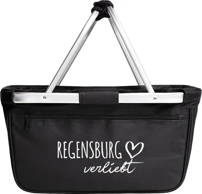 Produktbild von Huuraa Einkaufskorb Regensburg verliebt 20 Liter Black faltbarer Tragekorb Geschenkidee
