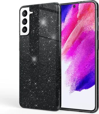 Produktbild von NALIA Robuste Glitzerhülle für Samsung Galaxy S21 FE, Glänzende Glitzer Hybrid Schutzhülle Verstärkte Silikonhülle Schwarz