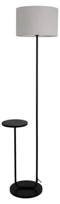 Produktbild von Stehleuchte - Stehleuchte mit integriertem Tisch "TORDIS" H: 157cm schwarz, Stehlampe im Scandi Style, ausMetall und Textilmaterial in schwarz, 157 cm hoch, Maße 50 x 35 cm, E27-Fassung – Druckschalter