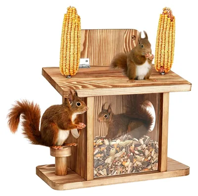 Produktbild von Eichhörnchen Futterhaus, Eichhörnchen Futterstation 31,5*14,5*31,2cm, Wetterfest Eichhörnchen-Futterhaus Mit Lüftungsöffnung,Eichhörnchen-Haus,Futterstation Aus Verschraubtem Massiv-Holz Für Im Freien