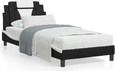 Image de Maison Exclusive - Lit « Viana » avec matelas noir et blanc 80 x 200 cm en similicuir