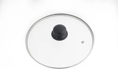 Produktbild von Glasdeckel 24cm mit Knopf und Edelstahlrand für Topf und Pfanne, Topfdeckel Pfannendeckel Kochtopfdeckel