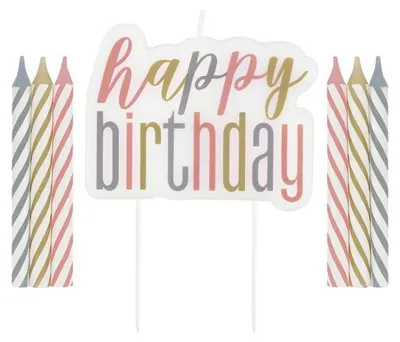 Obrázek produktu pro Kerzen Set roségold Happy Birthday