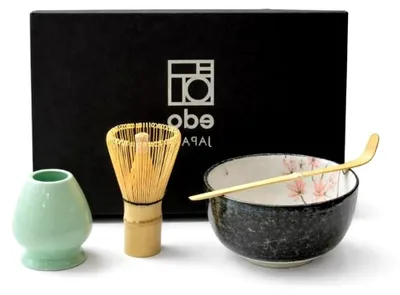 Produktbild von Japanisches Matcha Teeset 4 teilig »Ahornblatt«