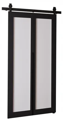 Produktbild von KierMoebel Schiebetür Komplettset QUDIO M1 Schwarz + Weiß 86x205x3,2 cm Wohnzimmer Schiebetür