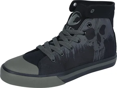 Produktbild von Black Premium by EMP Uni schwarze High-Sneaker mit seitlichen Skull-Print EU45
