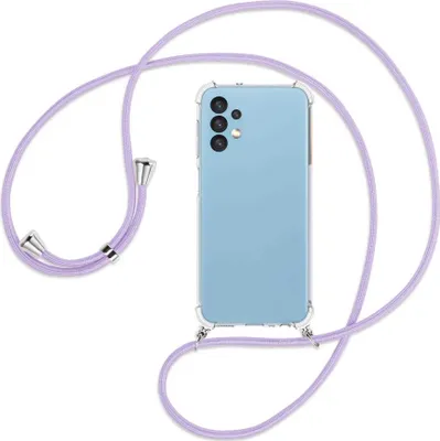 Produktbild von Handykette Backcover-Schutzhülle mit Band (Metall silberfarben) für Samsung Galaxy A13 4G - violett