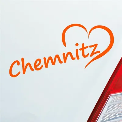 Produktbild von Auto Aufkleber Chemnitz Herz Stadt City Heart Love Liebe 19,5x8 cm Orange Sticker Heckscheibenaufkleber