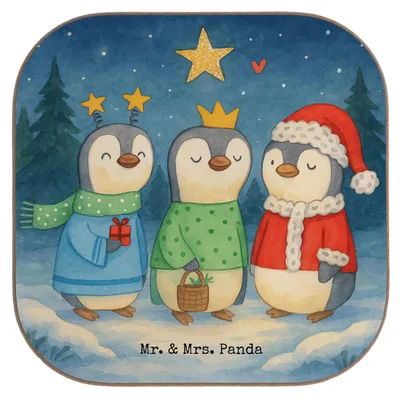 Produktbild von Mr. & Mrs. Panda Tischuntersetzer Winterzeit Heilige drei Könige Design - Weiß - Geschenk, Weihnachten, Untersetzer Glas, Holzuntersetzer, Heiligabend, Winter, Coaster