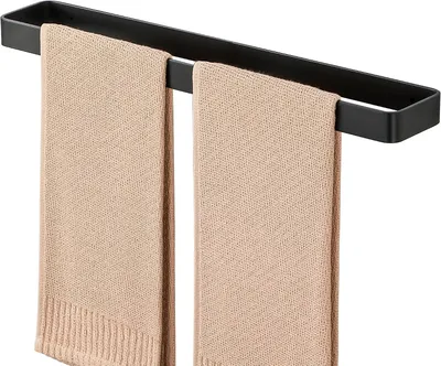 Zdjęcie produktu dla Wieszak na ręczniki 50 cm, aluminium, montaż ścienny, czarny, do łazienki