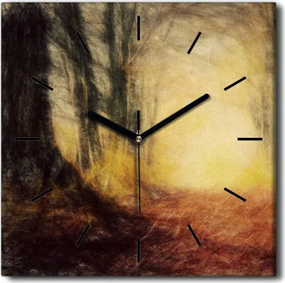 Produktbild von Coloray Uhr auf Leinwand 30x30 cm Wand Uhr Dekoration Wohnzimmer Segeltuch schwarze Hände -Herbstwaldstraße.