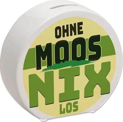 Produktbild von Spardose mit lustigem Motiv und Spruch: Ohne Moos nix los