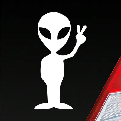 Produktbild von Auto Aufkleber Alien Außerirdischer All Comic Motorrad 12x7 cm Weiss Matt Sticker Heckscheibenaufkleber