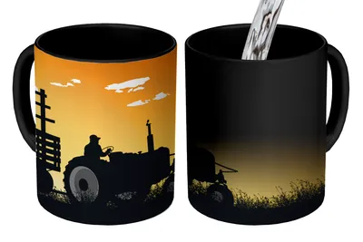 Obrázok produktu pre MuchoWow® Magický pohár Traktor - príves - mraky 350 ml Pohár na zmenu farby Darček Nápad na darček - Foto hrnček