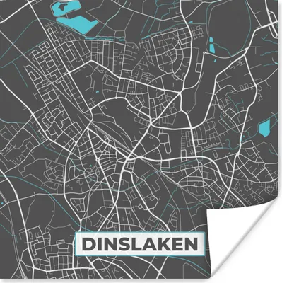 Produktbild von MuchoWow® Poster Deutschland - Blau - Dinslaken - Stadtplan - Karte 50x50 cm - Wohnzimmerdekoration