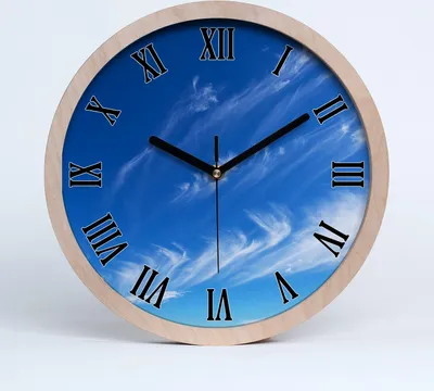 Produktbild von Holzuhr 25fi cm wanduhr - schwarze Spitzen - blauer Himmel