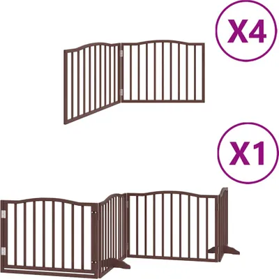 Image de vidaXL Porte pour chien 12 pièces avec porte Pliable Marron 960 cm Bois de peuplier