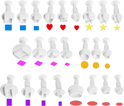 Produktbild von Ausstechformen 24 Stück, Fondant Ausstecher, geometrisch, weiß, für Küche