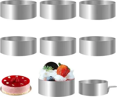 Productafbeelding van Famanu Dessertringen, set van 6 - roestvrij staal, diameter 8,8 cm, hoogte 3,6 cm