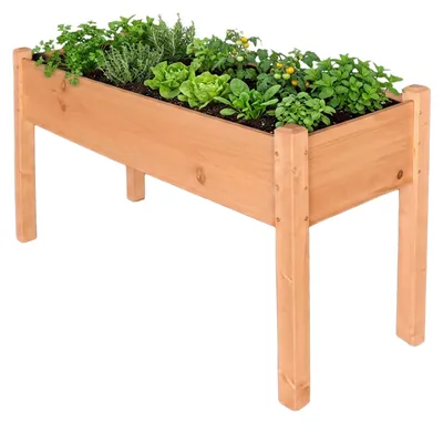 Image de Jardinière surélevée Relaxdays, jardin d'herbes aromatiques, H x l x P : 76 x 127 x 46 cm, jardin, balcon, terrasse, bac à fleurs, bois de sapin, orange
