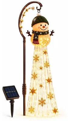 Produktbild von Schneemann Gartenleuchte Weihnachten, Solar Deko mit Sternen Lichterkette, Weihnachtsbeleuchtung für Garten, Terrasse und Vorgarten