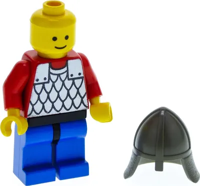 Produktbild von 1x Lego Minifigur Ritter rot Kettenhemd silber Helm grau 3844 973p41c03 cas155