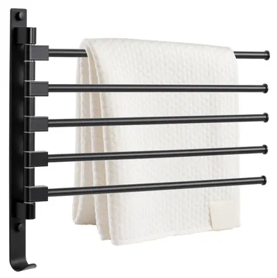 Obrázek produktu pro Držák ručníků s háčky, Tyros, černý, styl Loft