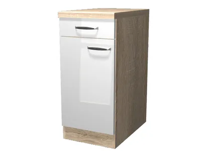 Produktbild von Küchenunterschrank - 40 cm breit - Hochglanz Weiß Sonoma Eiche – Valencia
