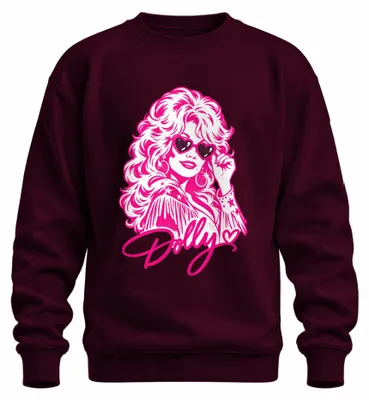 Produktbild von Dolly Parton Country Musik Sängerin Cowgirl Retro Western Sweatshirt Pullover, Burgundy, S