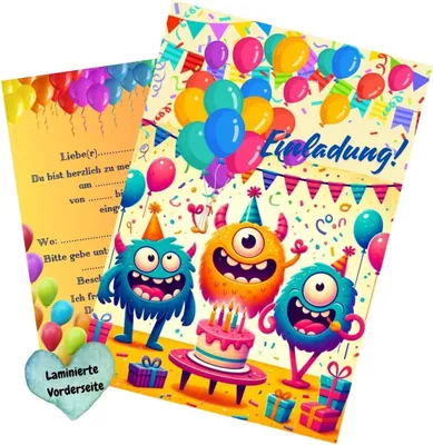 Immagine prodotto di Inviti per feste di compleanno a tema mostro - Confezione da 10