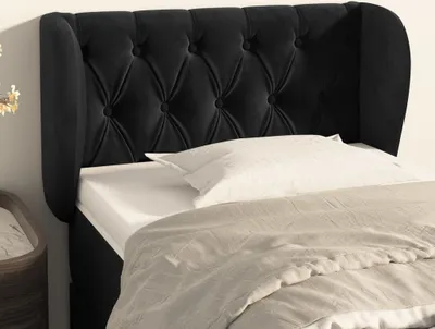 Produktbild von The Living Store Kopfteil mit Ohren Schwarz 83x23x78/88 cm Samt