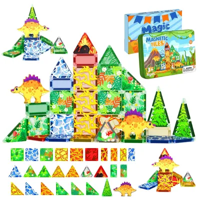 Zdjęcie produktu dla Klocki magnetyczne, dinozaury, 3 do 12 lat, zabawka kreatywna, dla dzieci
