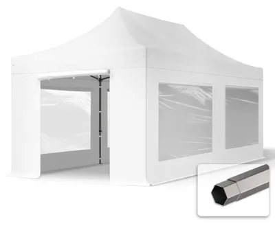 Produktbild von TOOLPORT 3x6m Stahl Faltpavillon, inkl. 4 Seitenteile, weiß