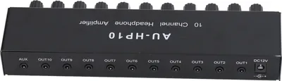 Obrázok produktu pre Stereofónny zosilňovač zvuku, 10-kanálový zosilňovač slúchadiel, viackanálový rozdeľovač zvuku, rozdeľovač zosilňovača slúchadiel, stereo zosilňovač slúchadiel, 1 vstupný 10 výstupný zosilňovač zvuku