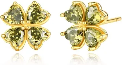 Produktbild von Ohrringe mit Kleeblatt aus grünem Zirkonia Kristall (gold)