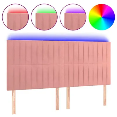 Produktbild von vidaXL LED Kopfteil Rosa 180x5x118/128 cm Samt