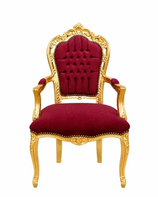 Produktbild von Barockstuhl Barock Stuhl Armlehne Bordeaux Rot Gold Stoff Esszimmer Wohnzimmer Büro Flur Schminkstuhl Klassisch Premium Luxus Modern Retro Royal