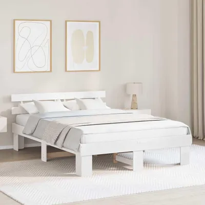 Obrázok produktu pre Maison Exclusive – posteľový rám s čelom Biela 160 x 200 cm Masívne borovicové drevo