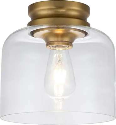 Immagine prodotto di Plafoniera in metallo vetro rotondo D: 22,9 cm in ottone E27 lampada da soffitto design vintage